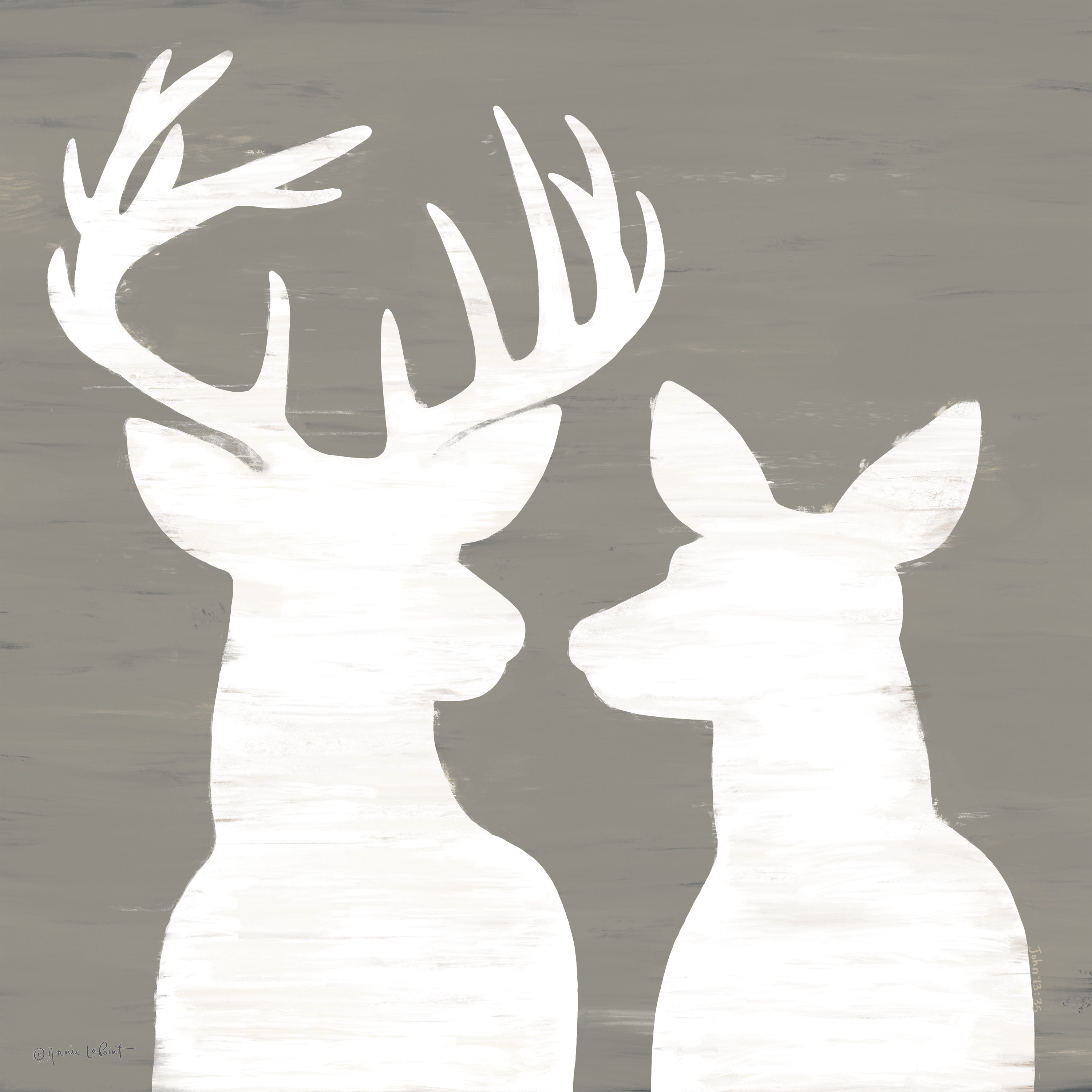 Millwood Pines Bradlie Buck And Doe Silhouette On Canvas by Annie ...